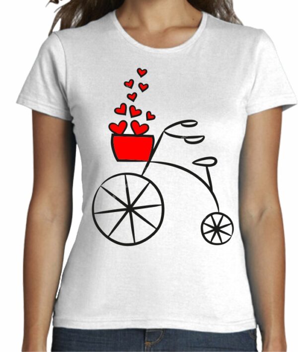 Camiseta Cool Fashion con bicicleta corazones