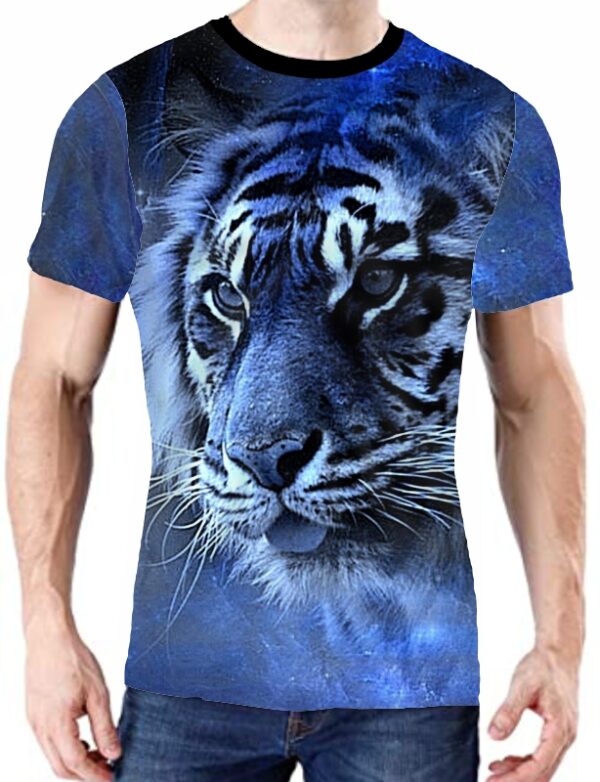 Camiseta 3D Tigre Azul