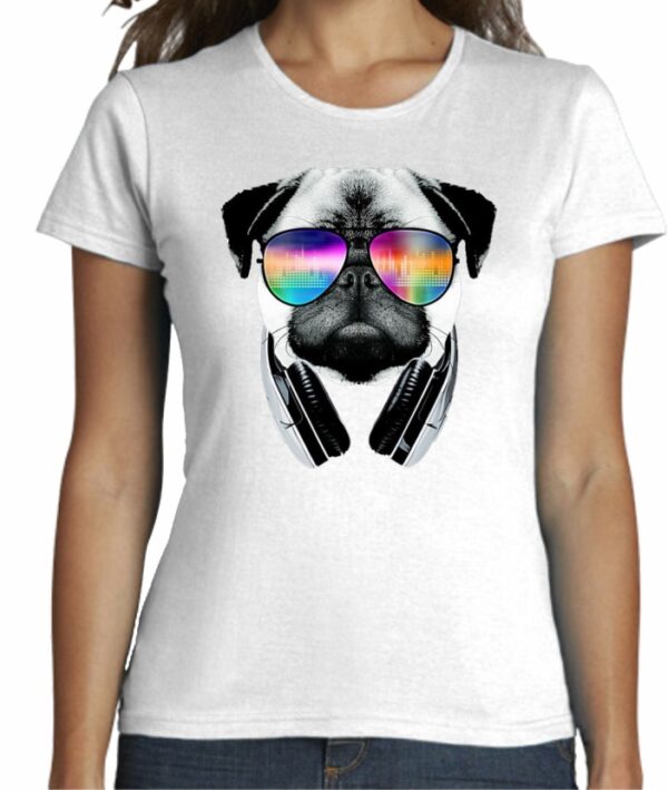 Camiseta Cool cabeza de perro con cascos de musica