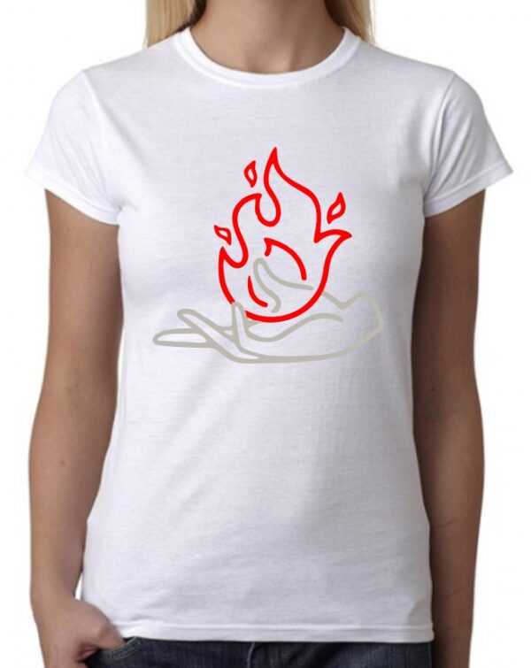 Camiseta minimalistas dibujo mano llama fuego