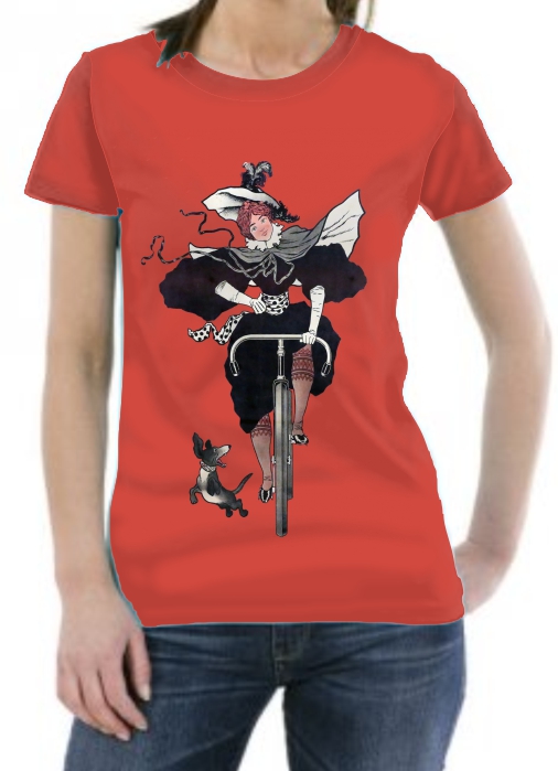 Camiseta retro señorita con bicicleta