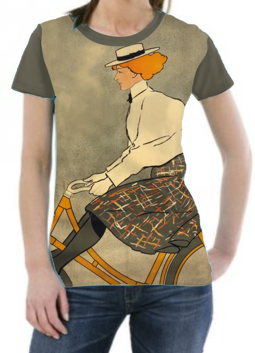 Camiseta Retro mujer en bicicleta