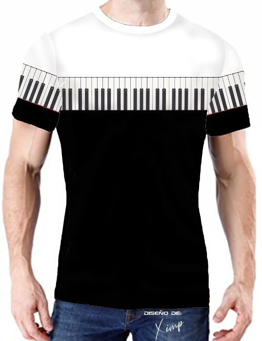 Camiseta cool con teclas de piano